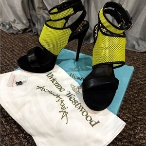 Vivienne Westwood Black and Yellow Mesh Heels